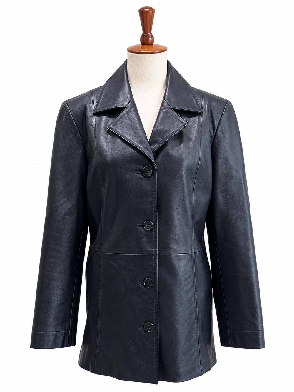Jessica Holbrook Medium Women's Black Leather Trench Jacket